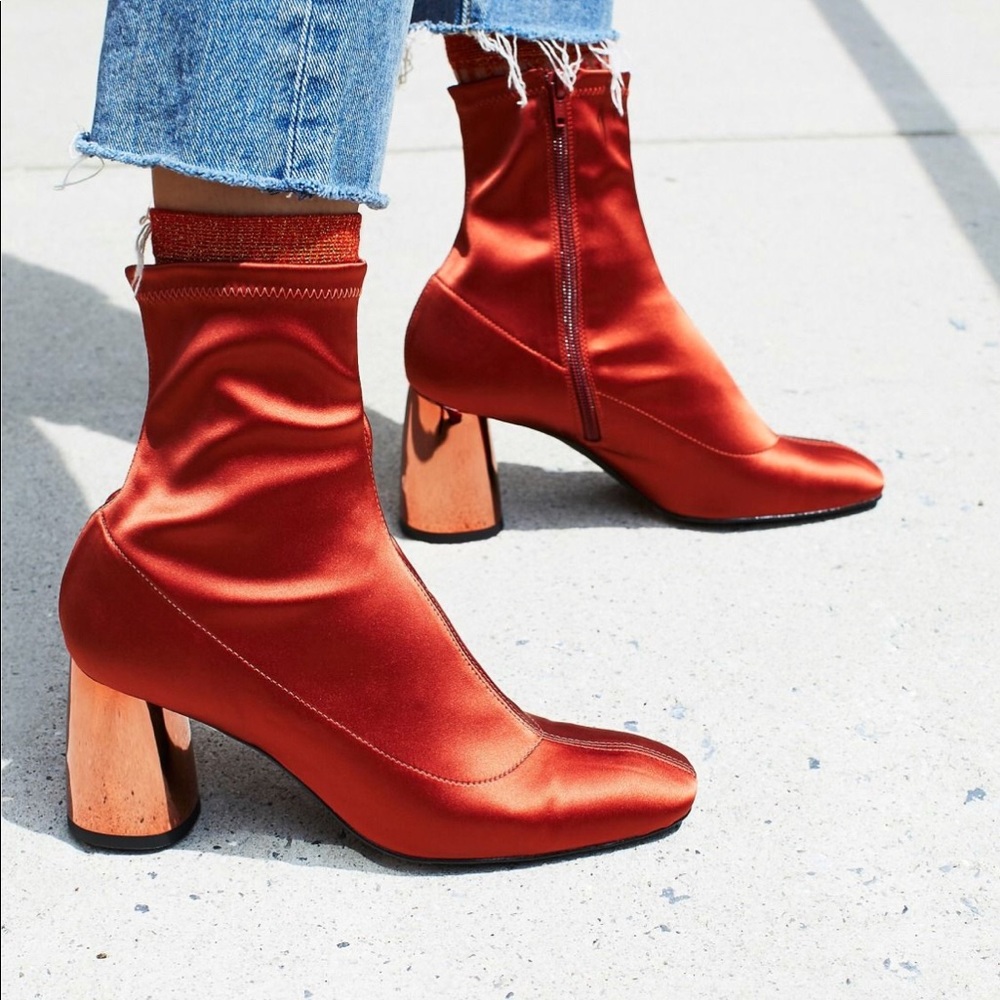 Free People Satin Block-Heel Ankle Boots